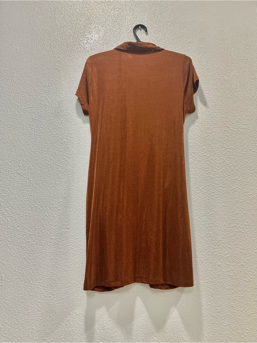 Button-Front Ruched Mini Dress in Rust - Picture 6 of 6